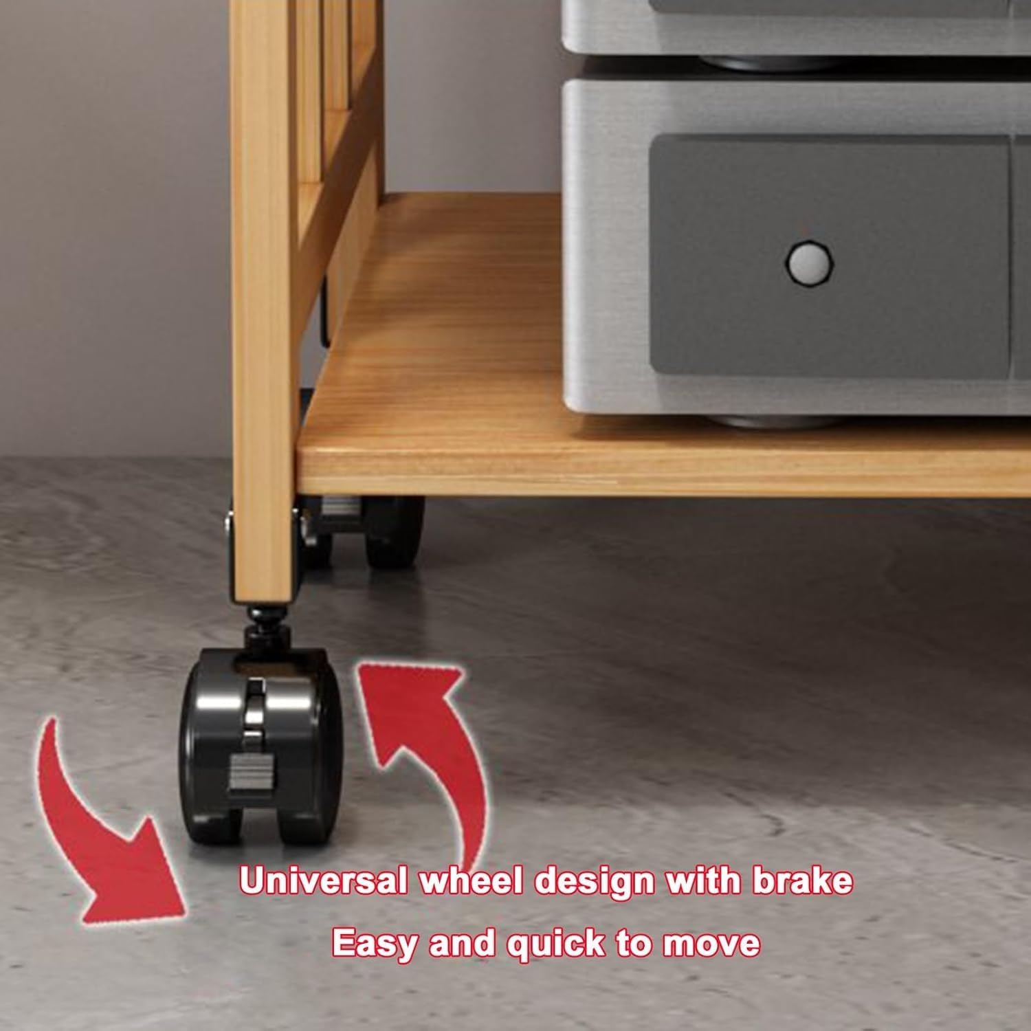 WROASLTOUX Movable Audio Stand Small Media Player Stand Adjustable Multi-Function Shelf Cabinet