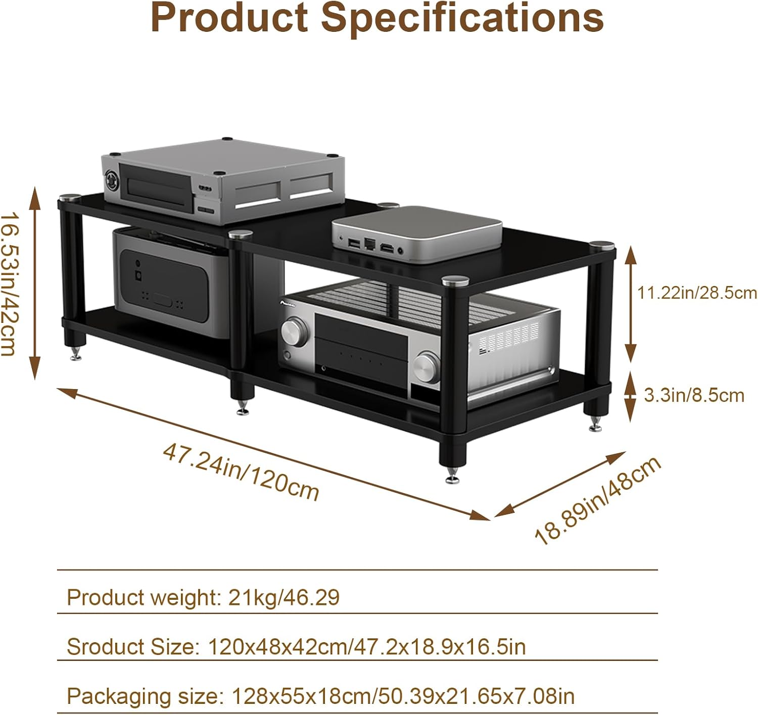 ZGZCQDSL 2 Tier Long AV Media Stand