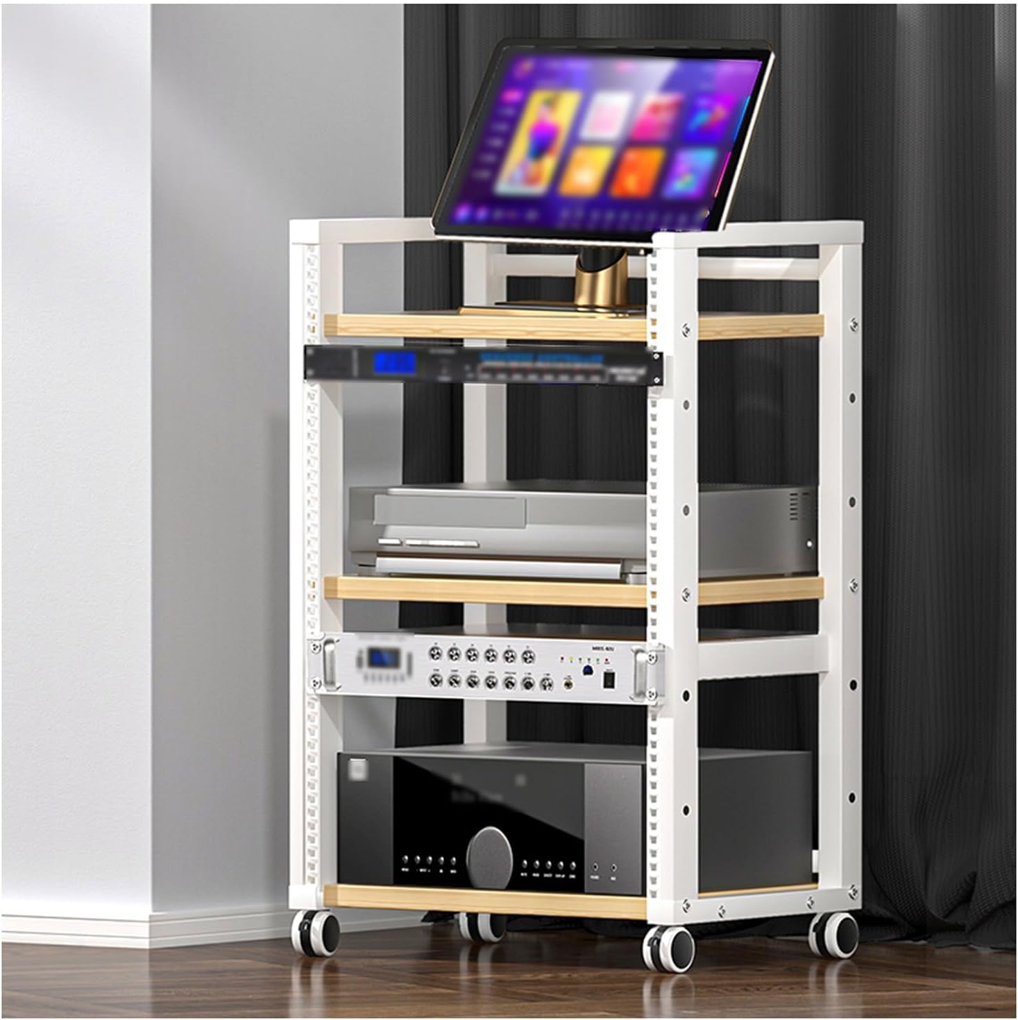 YLQFGUVWK 3-Tier Detachable Audio Stand Media Player Stand Adjustable Open Storage Rack for Home/Office/Audio Video/DJ/Theatre
