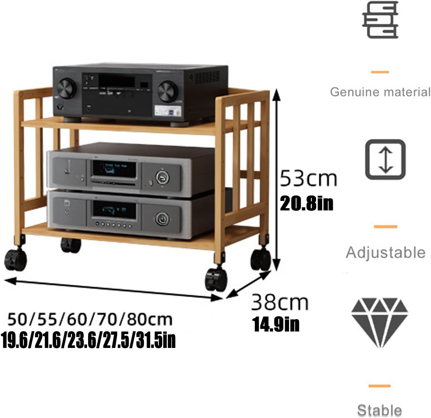 WROASLTOUX Movable Audio Stand Small Media Player Stand Adjustable Multi-Function Shelf Cabinet