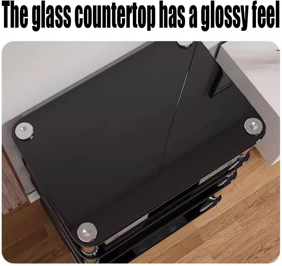 KGPGNYMYHA Glass Media Stand 2 3 4 Tiers AV Media Stand Audio Video Component Cabinet Stereo Racks Stands Record Player Stand CD DVD Player Stand(Black