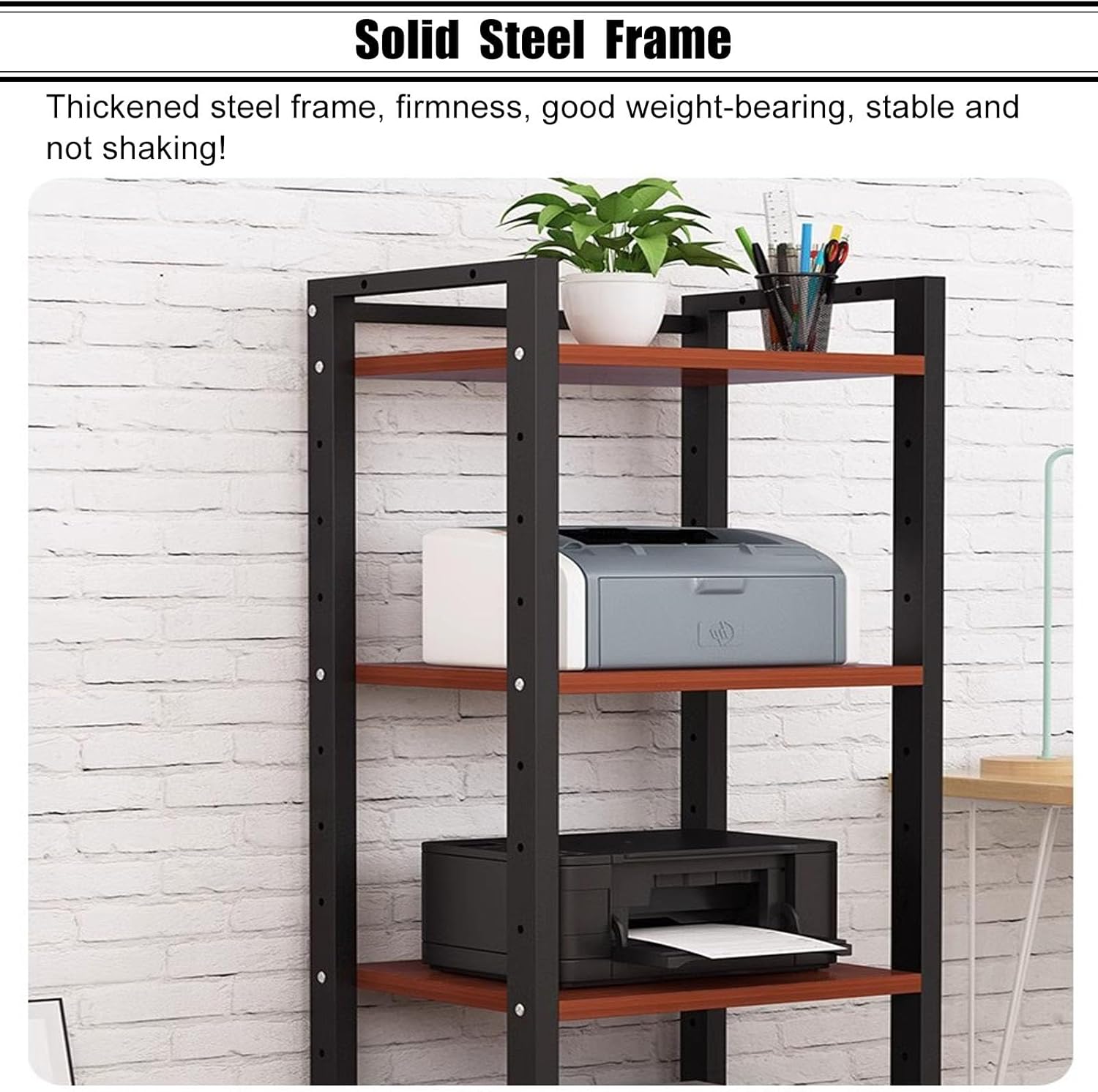 SRNSAEB 55Inch/ 140cm Tall Audio Rack Mount Steel & Solid Wood Cabinet