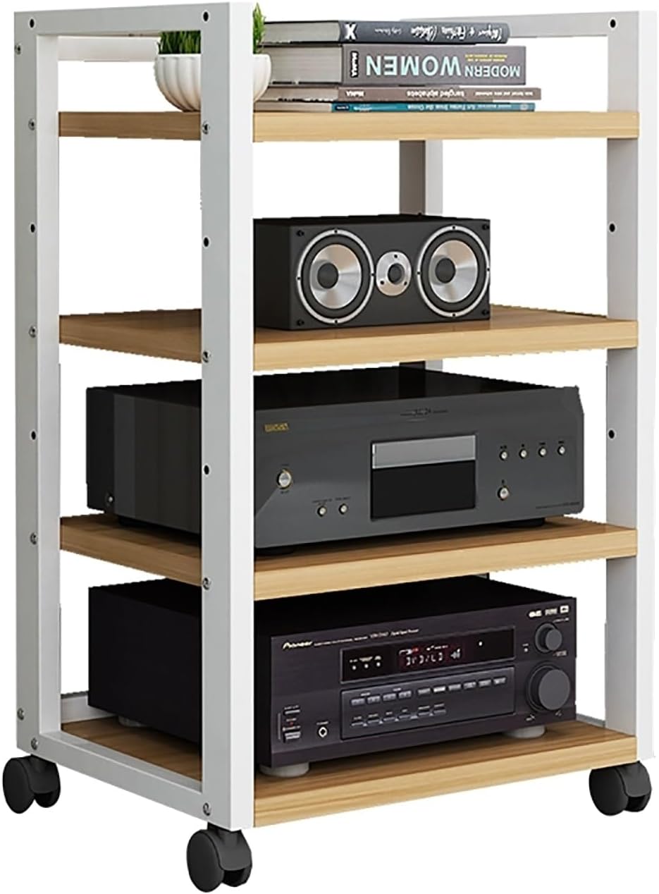 4-Tier Media Cabinet Stand with Wheels
