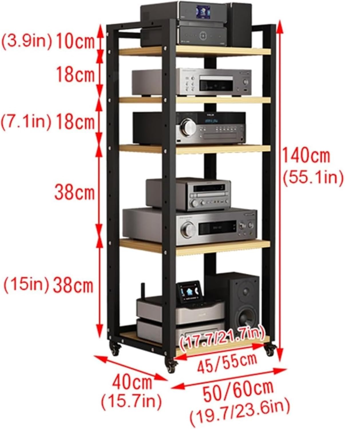 LemNin AV Media Stand AV Media Cabinet Stand Modern AV Cabinet Corner Storage Shelf Sturdy Audio Rack Stand Tower(A