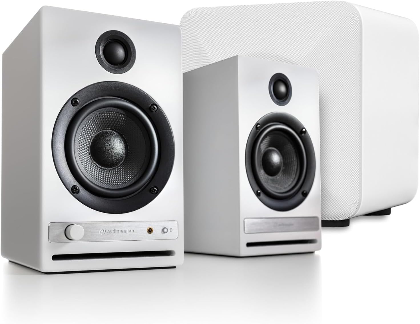 Audioengine HD4 White Speakers with 210 watt S6 Subwoofer for Music Gaming Movies Studios Dorms Bedrooms Offices
