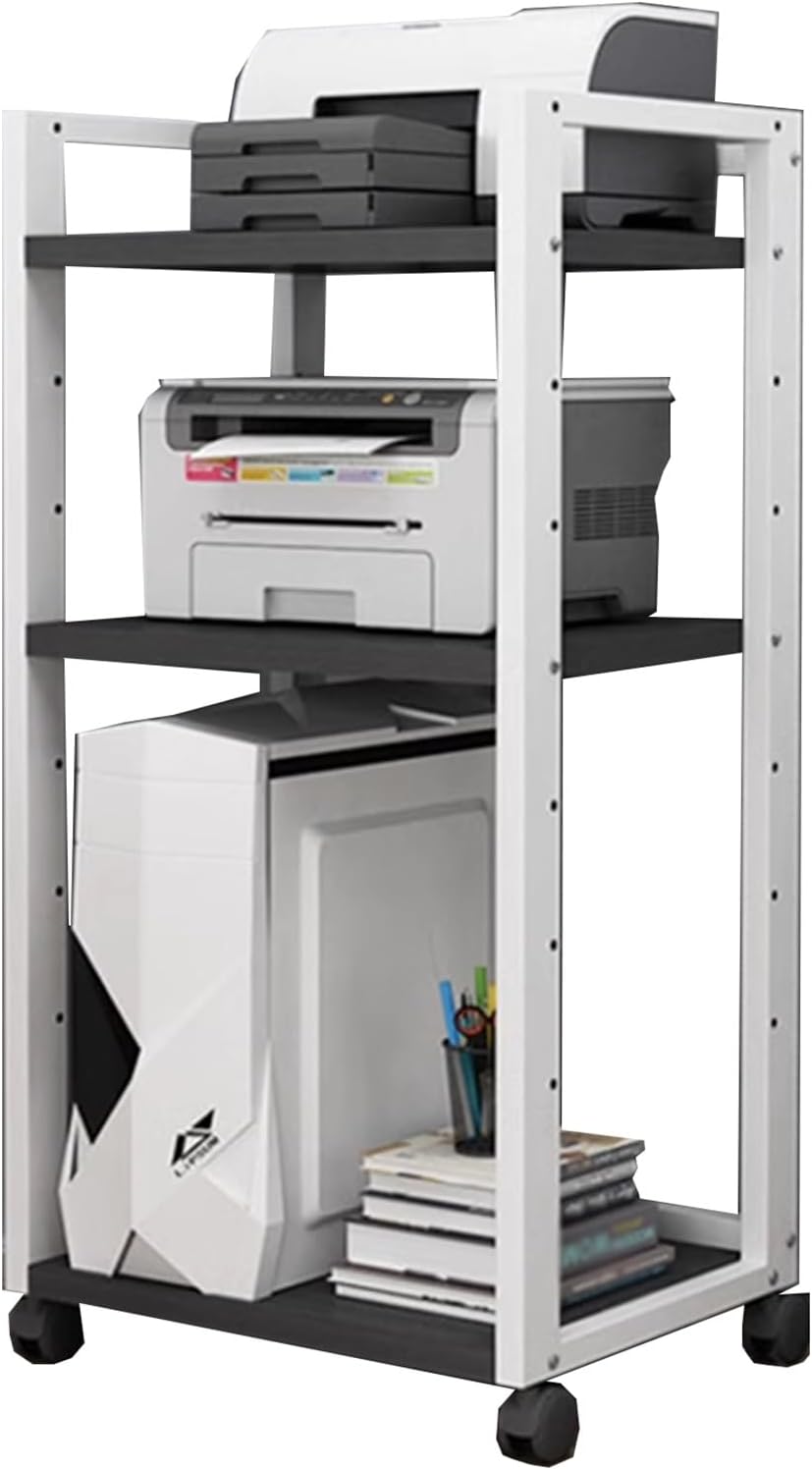 3 Tier Audio Video Media Stand with Height Adjustable Wooden Shelf