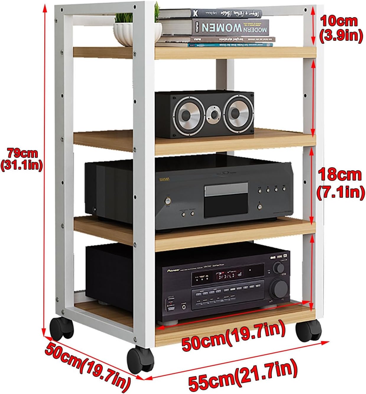 JIAHESHYP 4 Tier Modern AV Cabinet