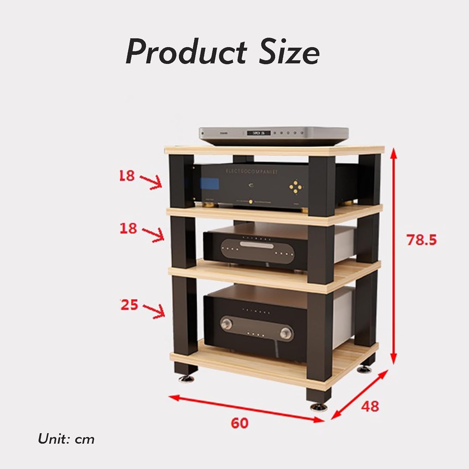 YLQFGUVWK 4 Layer Media Stand Audio/Video Stand CD Player Stand Stereo Component Storage Cabinet for Entertainment Stereo Components for Home/Office/Theater(Color- 3)
