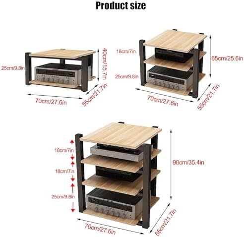 4-Tier Metal Audio Rack Stand with MDF Shelves - Stereo Storage Cabinet for Living Room