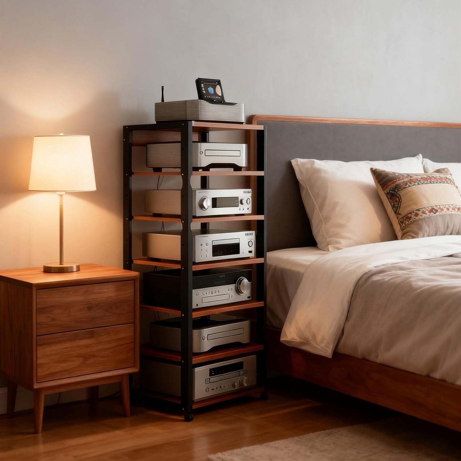 7-Tier Av Media Stand with Wheels