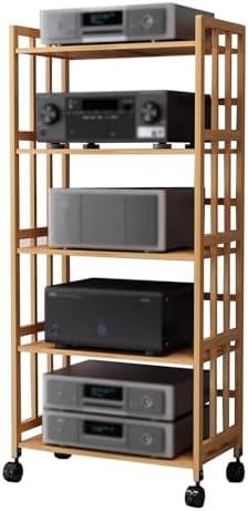 UYCVT 4-Tier HiFi Audio Rack - Adjustable Media Tower for DVD/Cd/Turntable Stereo Equipment - Perfect Entertainment Storage Unit for Living Room Office Or Corner-W-80cm-5 Tier