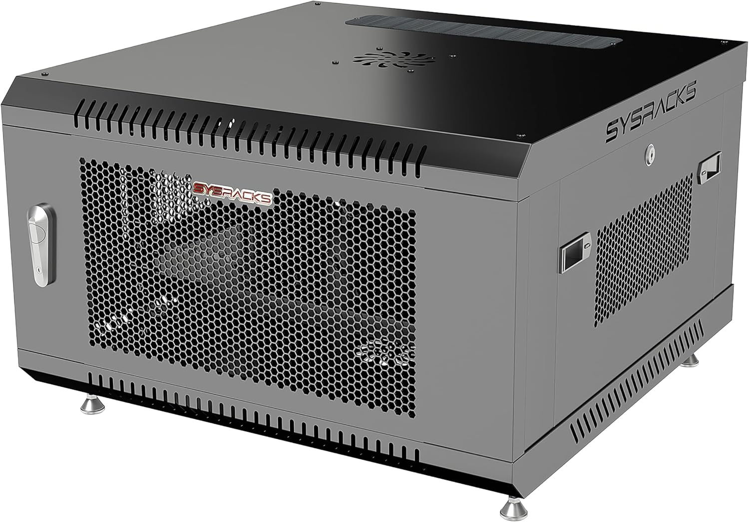 Sysracks - Wall Mount Server Rack - Locking Network Cabinet - 6 U Locking AV Enclosure - Vented Audio Rack - Networking Enclosure - 24 Inch Depth IT Computer Cabinet - with Casters - PDU - Shelf