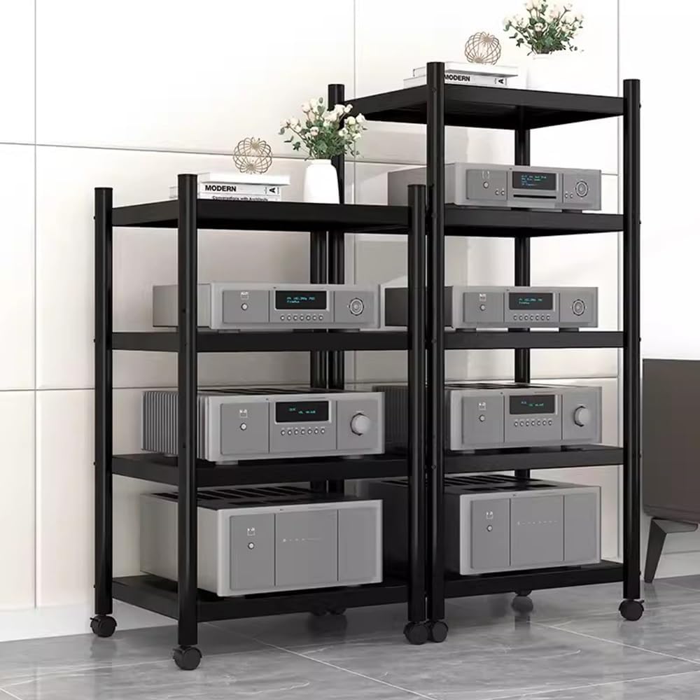 Adjustable 5-Tier Movable AV Media Stand with Wheels
