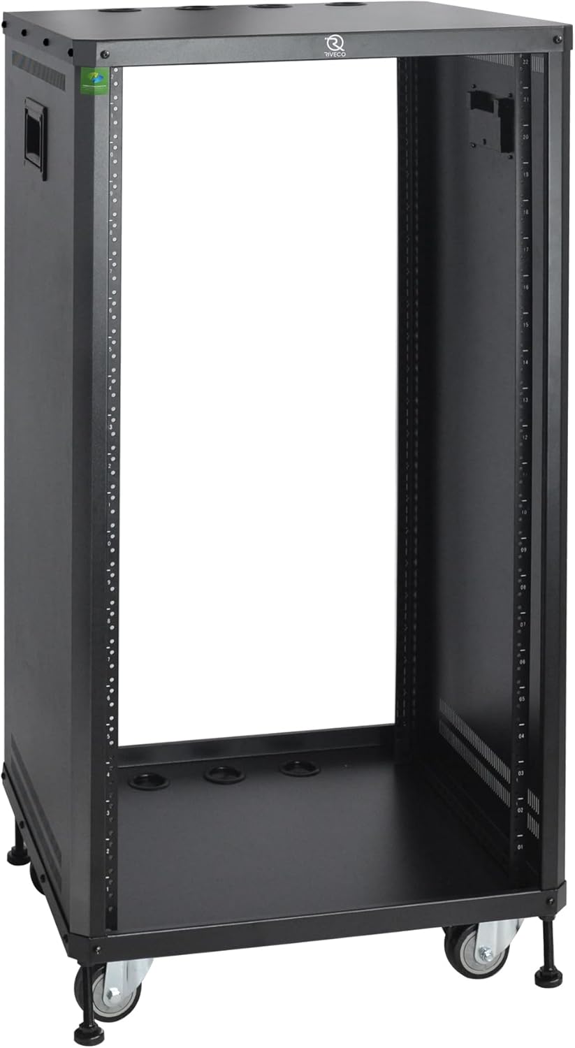RIVECO POMU 22U Stereo & Server Rack with Caster Wheels