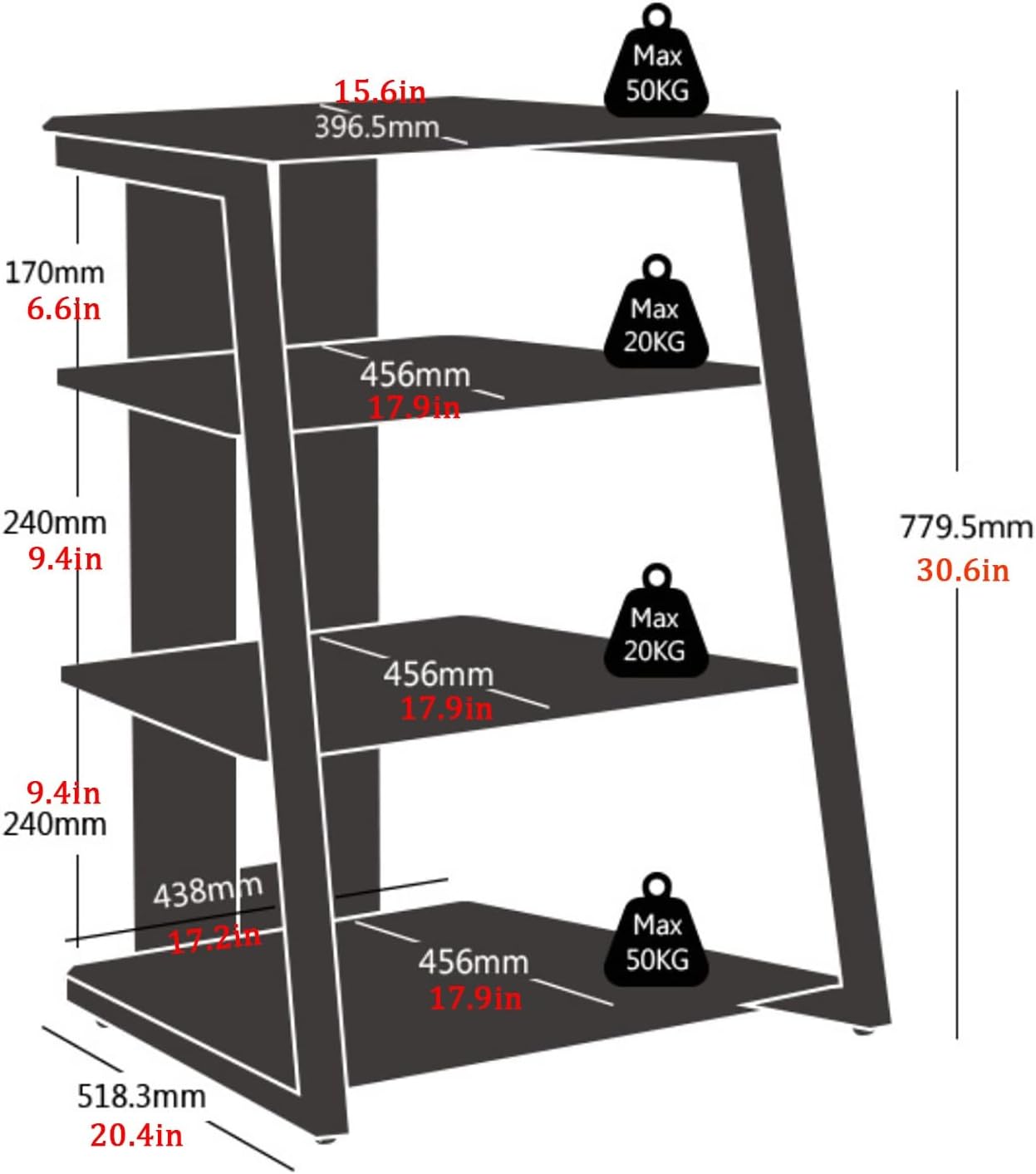 JIAOCKJIAO 4 Tier Video Media Stand