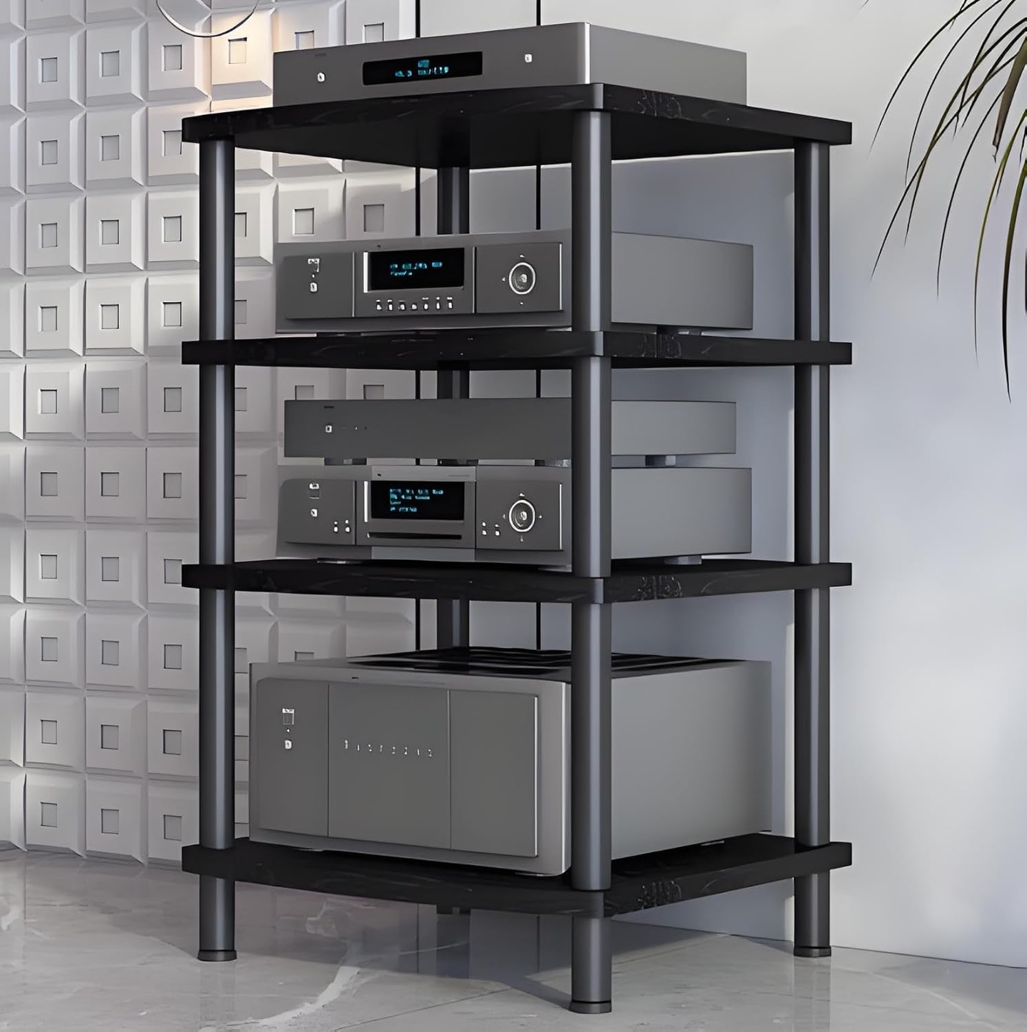 4-Tier Movable AV Media Stand