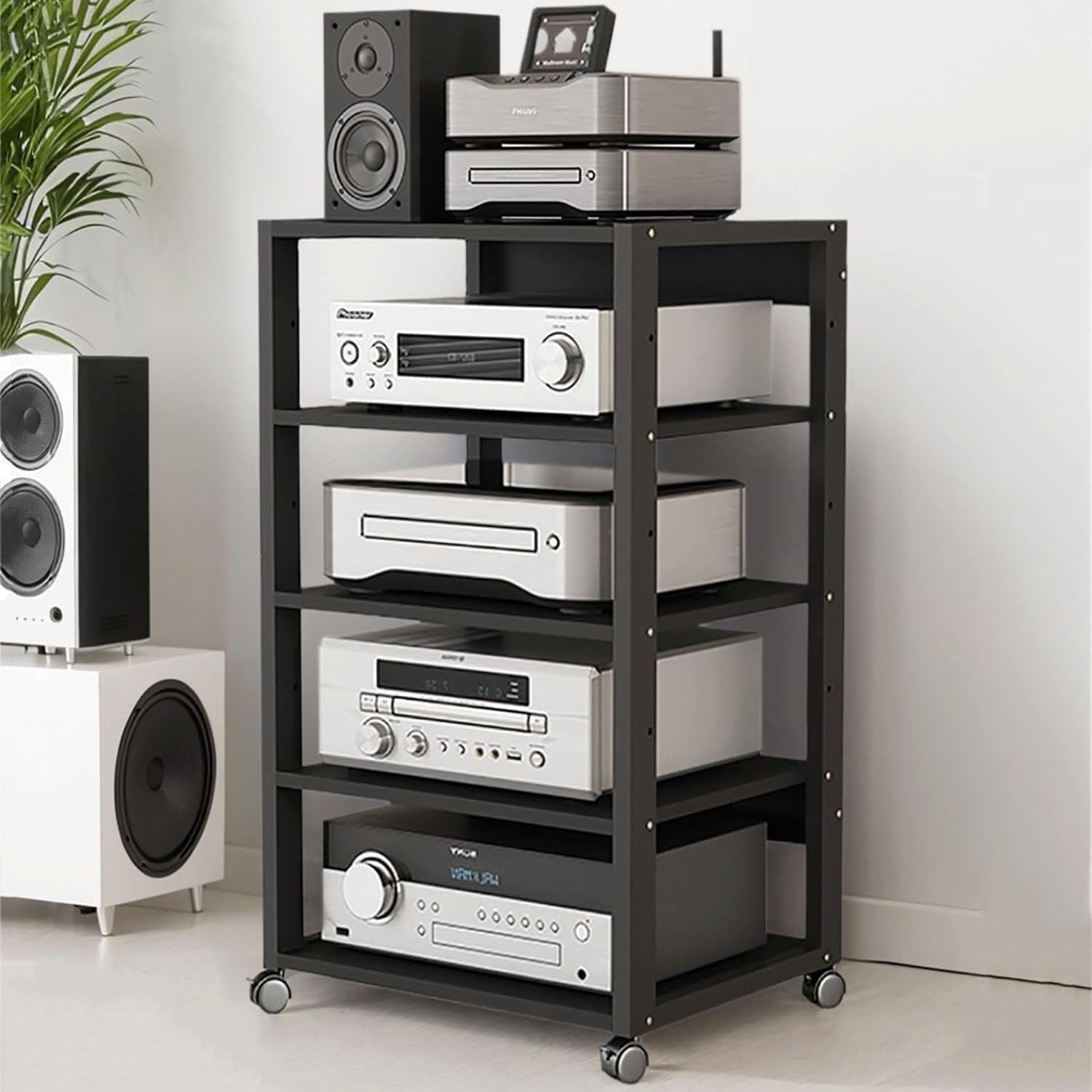 3/4/5 Tier Audio-Video Media Stand with Adjustable Shelves