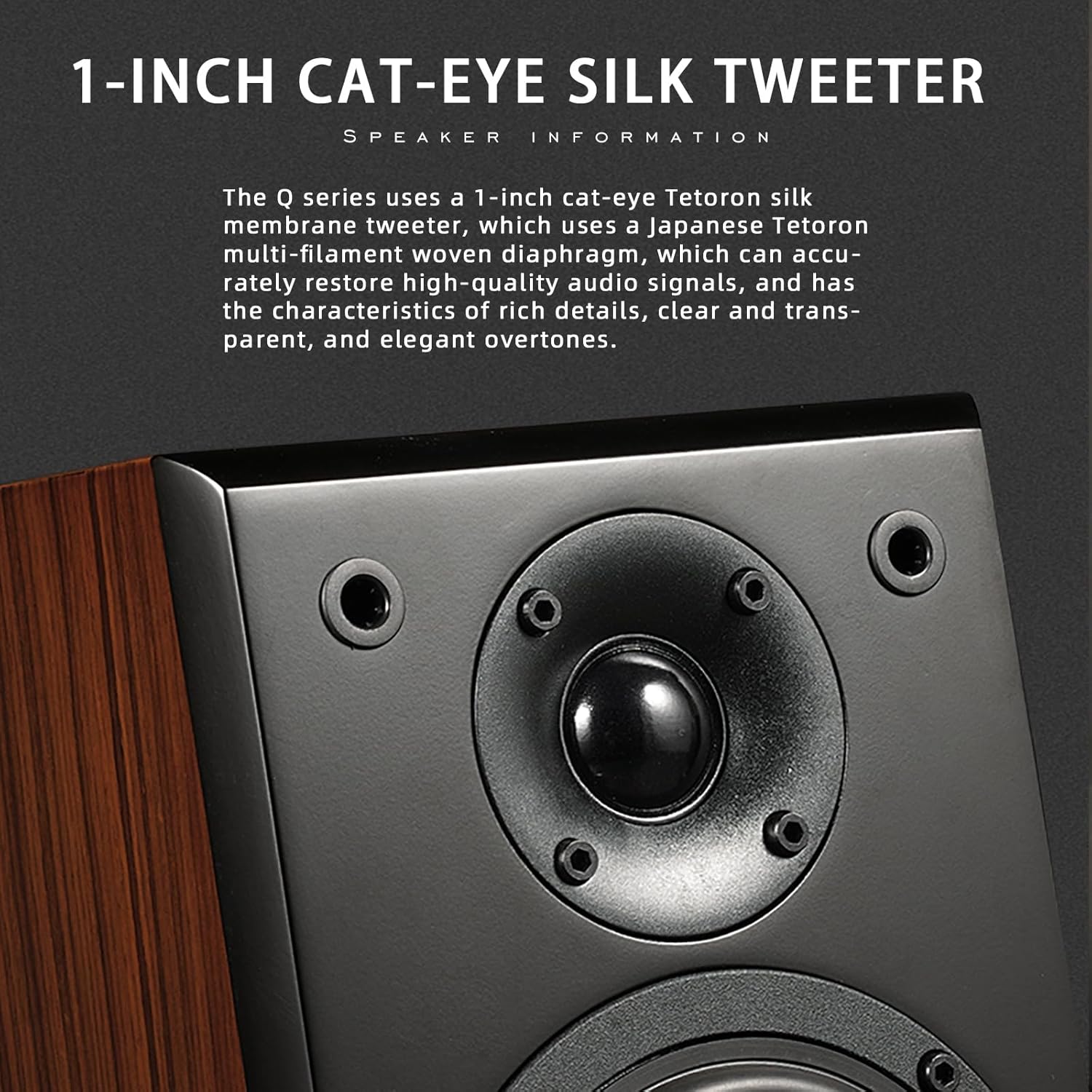 PAIYON Q1 50W Passive Bookshelf 8 Ohm Speakers HiFi Stereo Home Audio with 2 Way 4inch Woofer 1 inch Cat-Eye Silk Tweeter(Amplifier or Receiver Required)