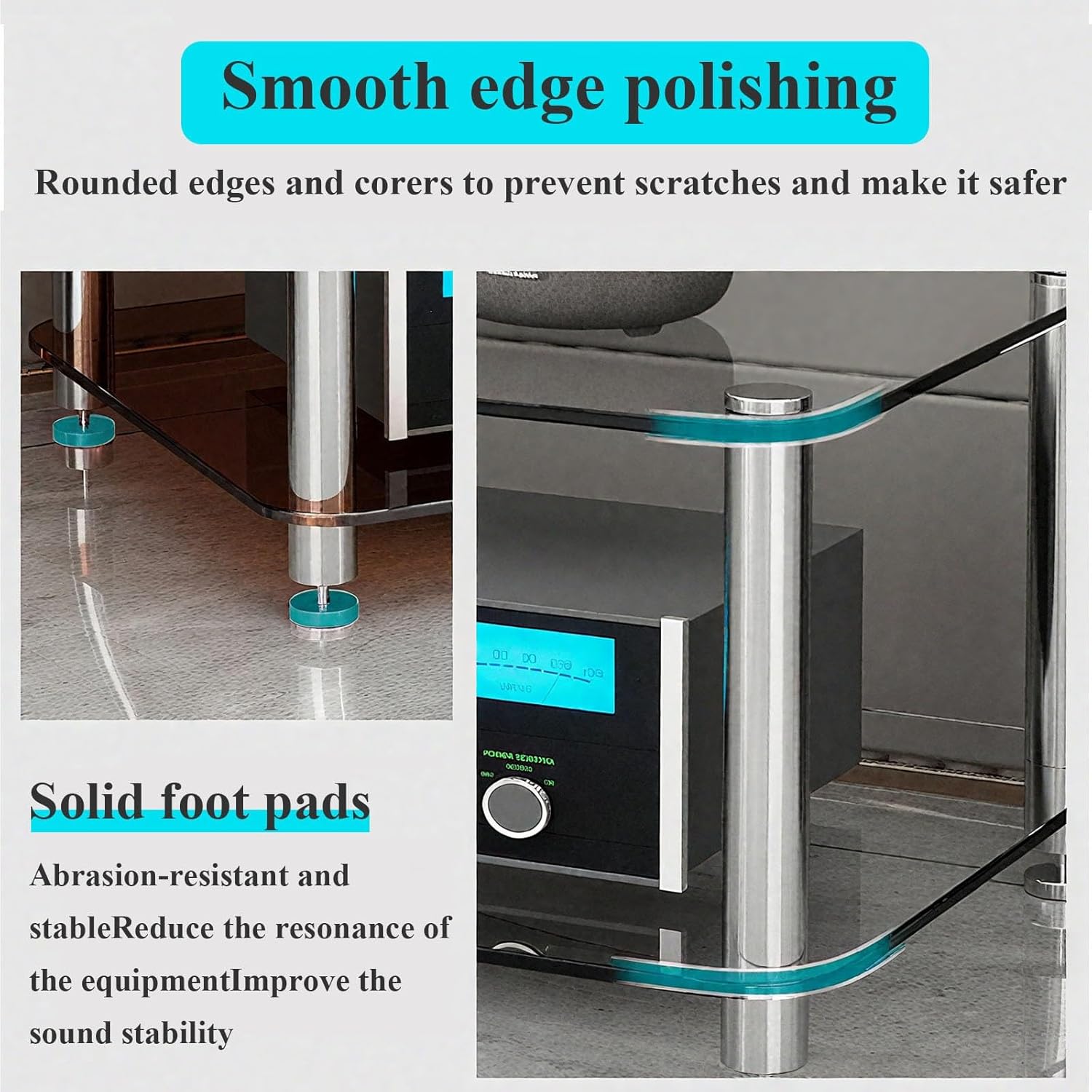 LIHDNGXM 1/2/3/4-Tier Audio Rack Tower with Tempered Glass Shelves Stereo Rack AV Media Stand AV Equipment Cabinet Stereo Receiver Display Stand CD Record Player(Amber Glass