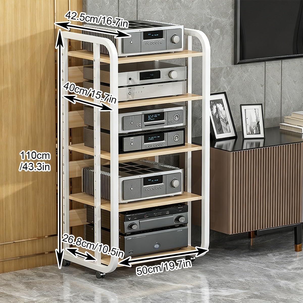 JDPYURV Adjustable Height Audio Rack