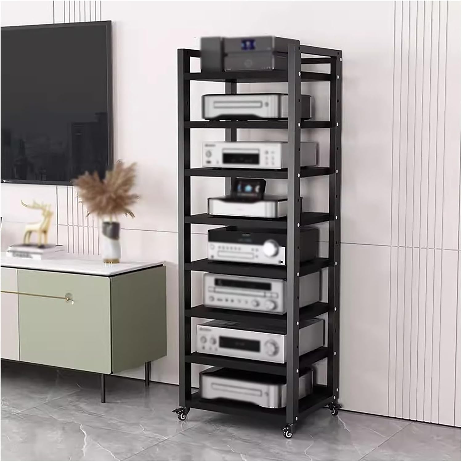 WUHUQN Media Stand 8 Tier 62inch Tall Large Audio Video Tower Media Stand Stereo Rack Component Unit