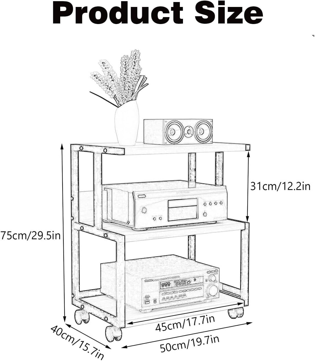 YLQFGUVWK 3 Tier AV Media Cabinet Stand