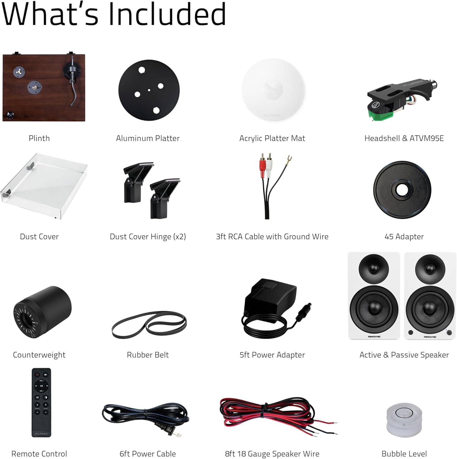 Fluance RT81+ Elite HiFi Vinyl Turntable (Walnut) and Ai41 Powered Bookshelf Speakers (White Walnut) Bundle: High Fidelity Sound