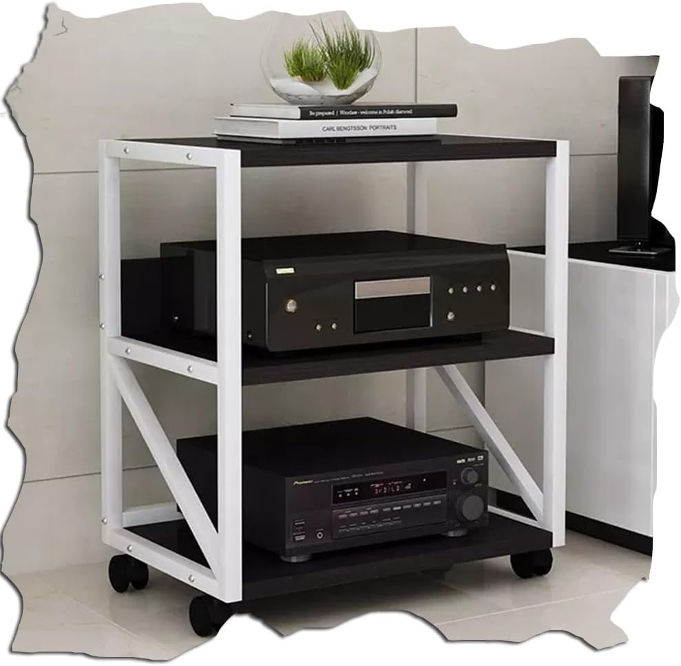 NILZA Movable Media Storage Cabinet Audio Video Media Stand Open Audio Component Cabinet 3 4 Tier Stereo Stand AV Rack Audio Tower for Home
