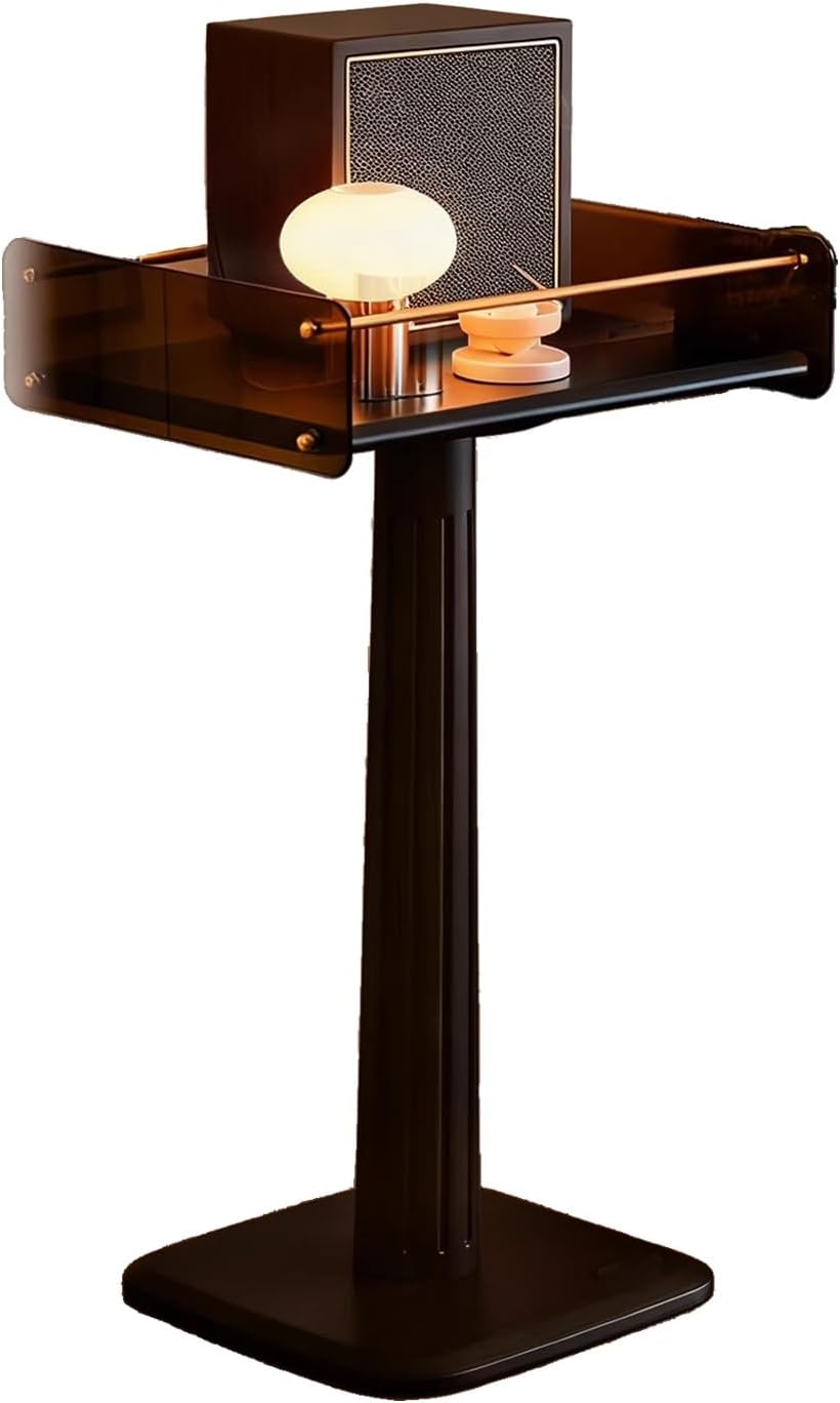 LYXWGRZD HiFi Racks and Stands Audio Rack Cabinet AV Shelf TV Table Stand Wood and Acrylic for Turntable Record Player DVD Stands Audio Entertainment Unit Media Cabinet(Black)