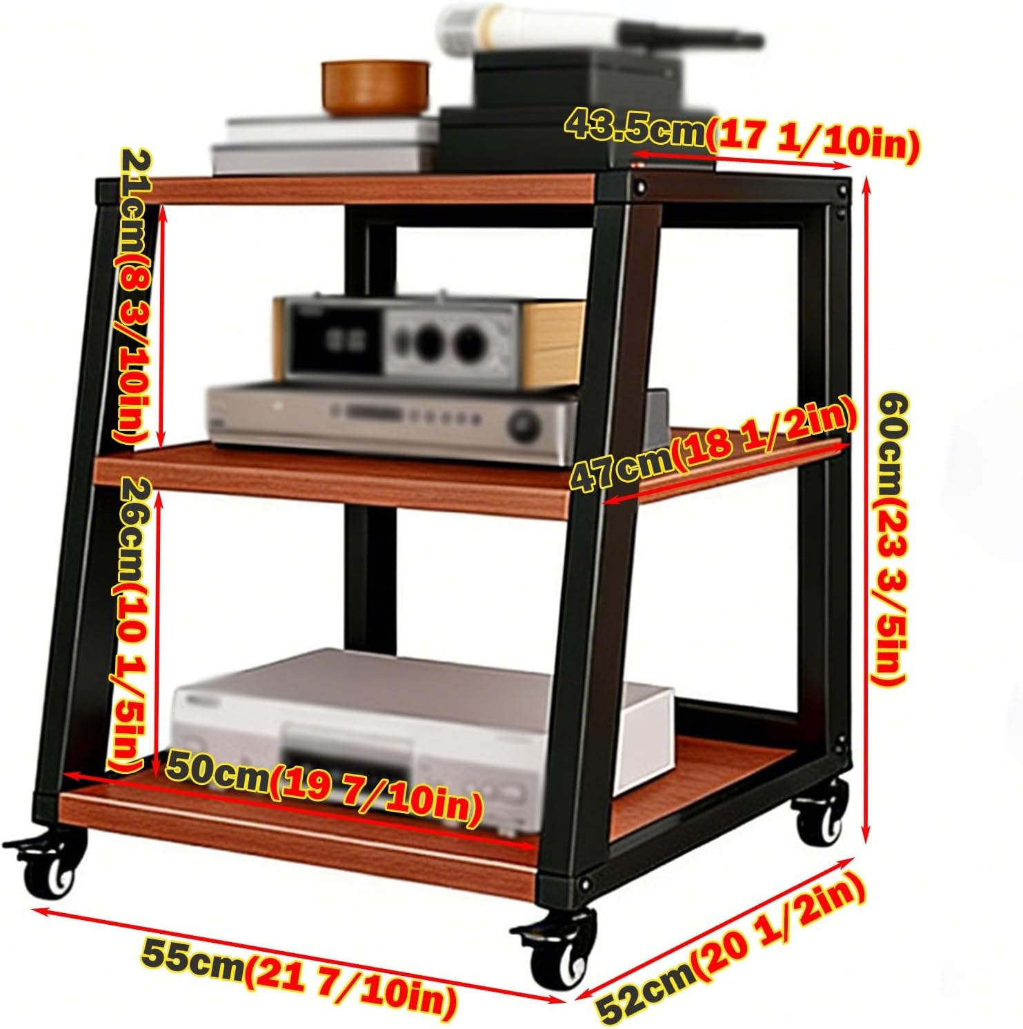 YLLFFLL Heavy Duty Stereo Rack System Cabinet with Casters