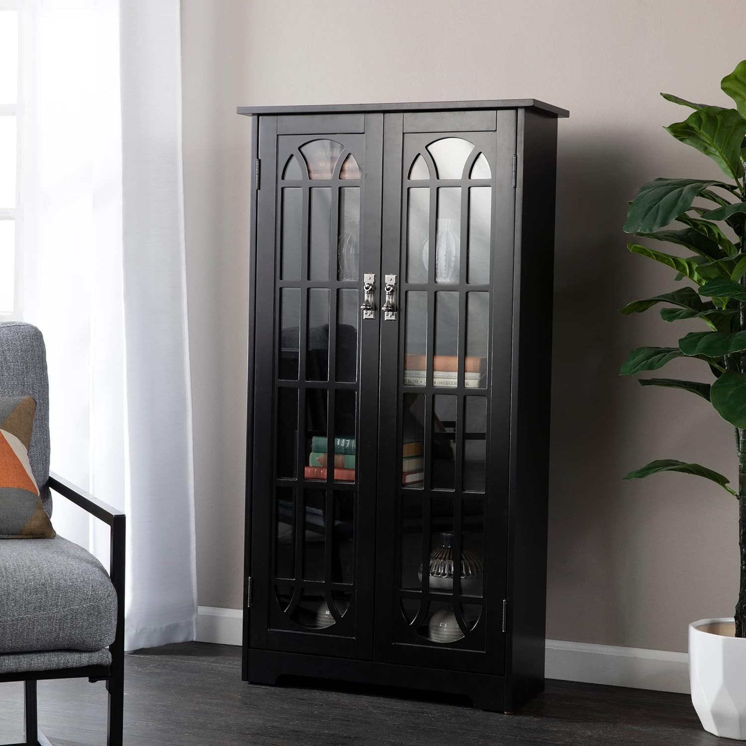 SEI Furniture Window Pane Media Cabinet