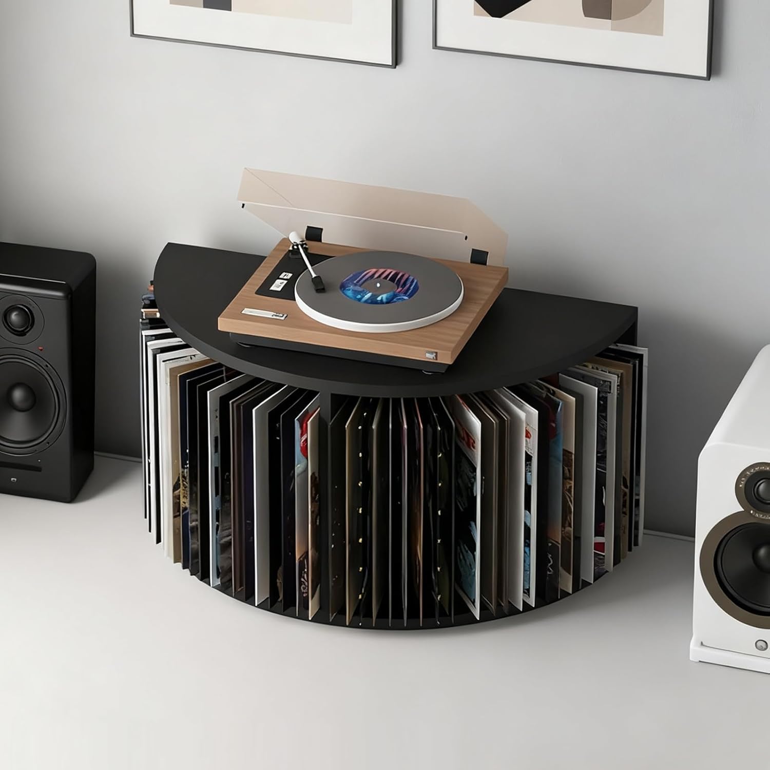 MAAOBR Stackable Wood Acrylic CD Holder Desk Rack Organizer Vinyl Record Holder Up to 55 Album