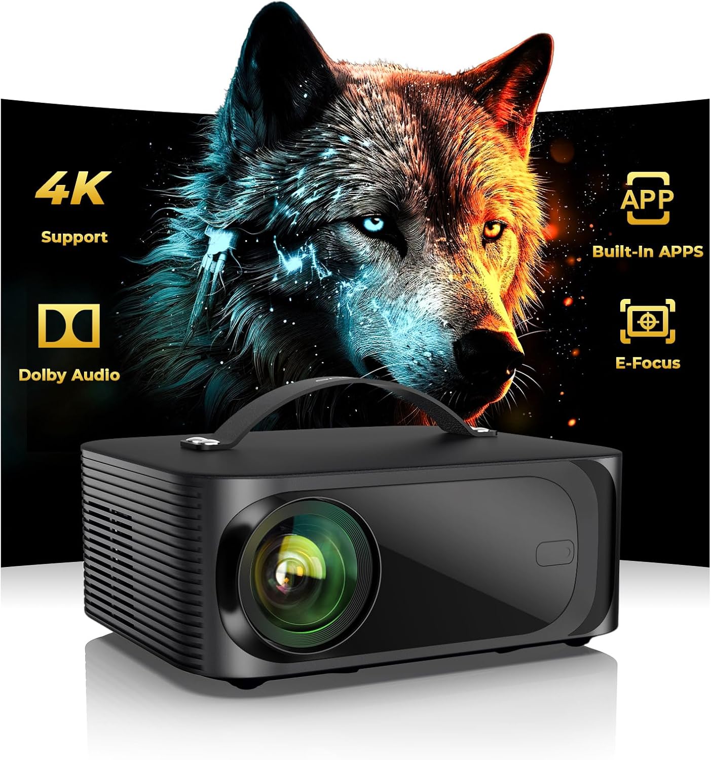 [1200 ANSI/Auto Focus/Built-in APPs] Outdoor-Projector-4K with Wifi6 and Bluetooth
