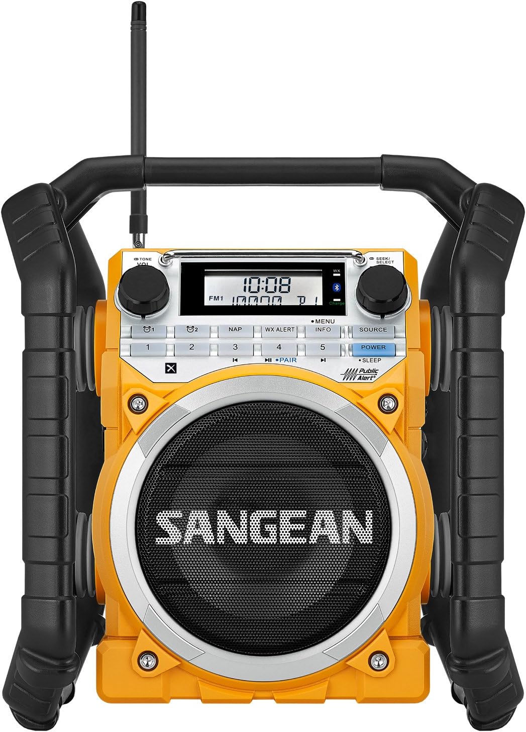 Sangean Portable Bluetooth Water Resistant Ultra Rugged AM/FM/NOAA Emergency Weather Channel Radio Receiver with Large Easy to Read Backlit LCD Display