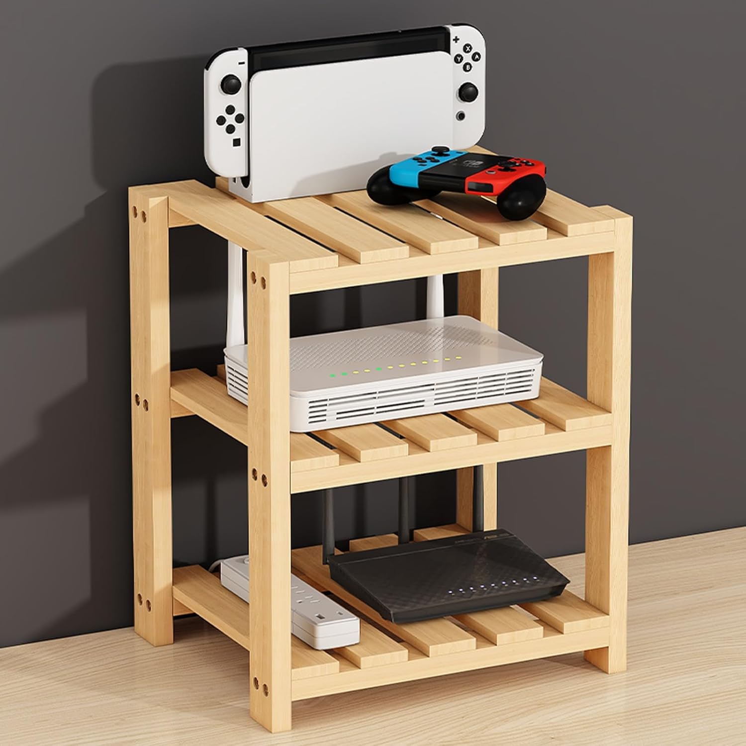 3-Tier AV Stand for TV and Audio Video Media Storage Cabinet - Modern Entertainment Shelf for Home