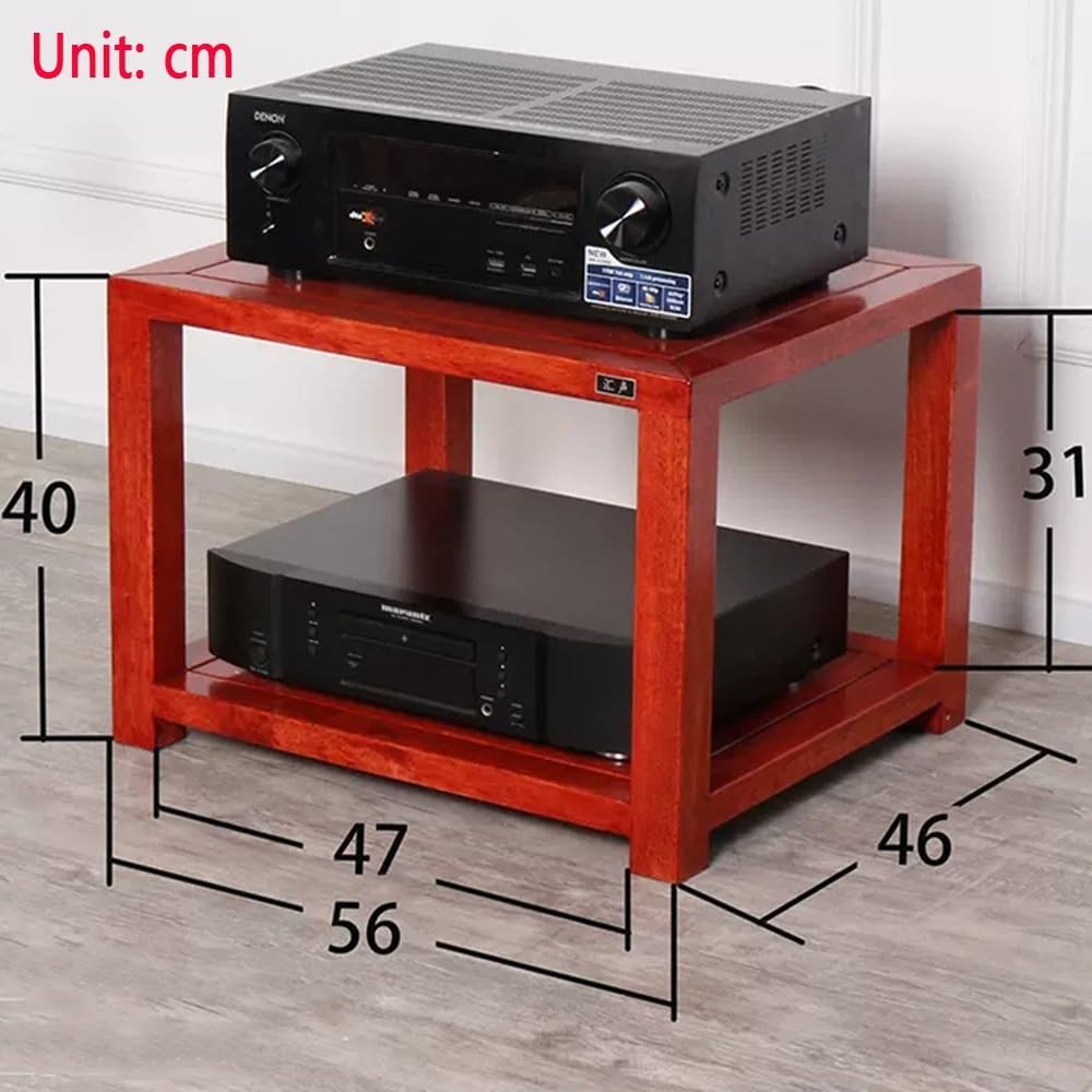 NILZA HiFi Rack Solid Wood Media Stand Corner Media Storage Cabinet 2/3/4 Tier AV Cabinet Floor-Standing Stereo Storage Shelves Stereo Stand Audio Rack for Theater Recording Room(Begonia