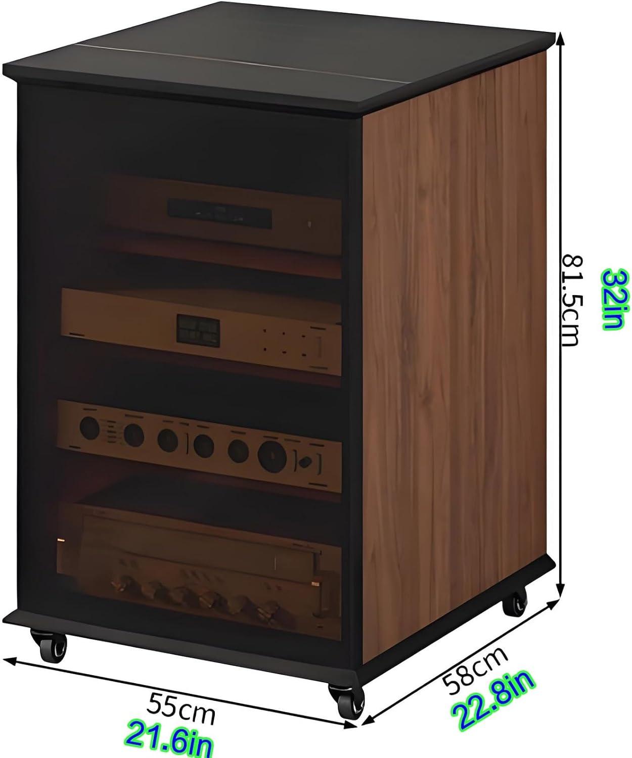 UYCVT Height Adjustable Av Cabinet - Black Media Storage Stand Stereo Cabinet Av Rack for Gaming & Audio Video Equipment Movable Media Storage-White-21.6x22.8x32in