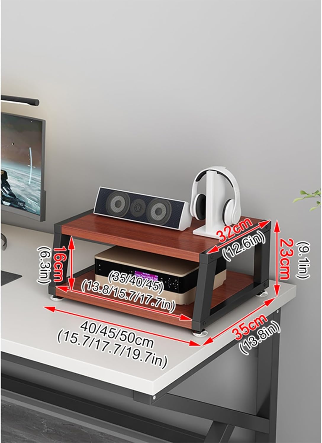 2/3/4-Tier AV Media Stand Cabinet with Wooden Shelf