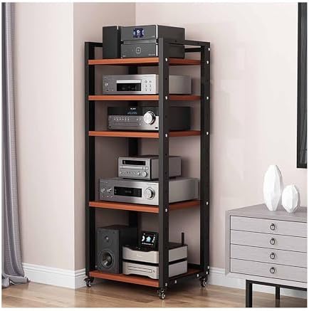 140cm High AV Media Cabinet Stand Stereo Racks Audio Tower Rack Corner TV Stand Modern Audio Component Rack for Living