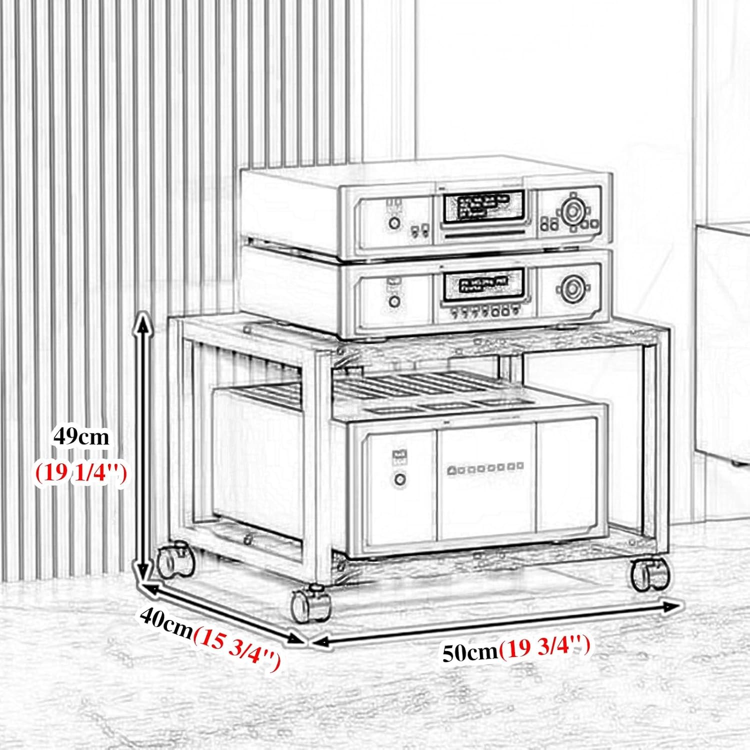 Elitix 1 2 3 4 5 Tier Heavy Duty Av Media Stand with Wheels Rustic