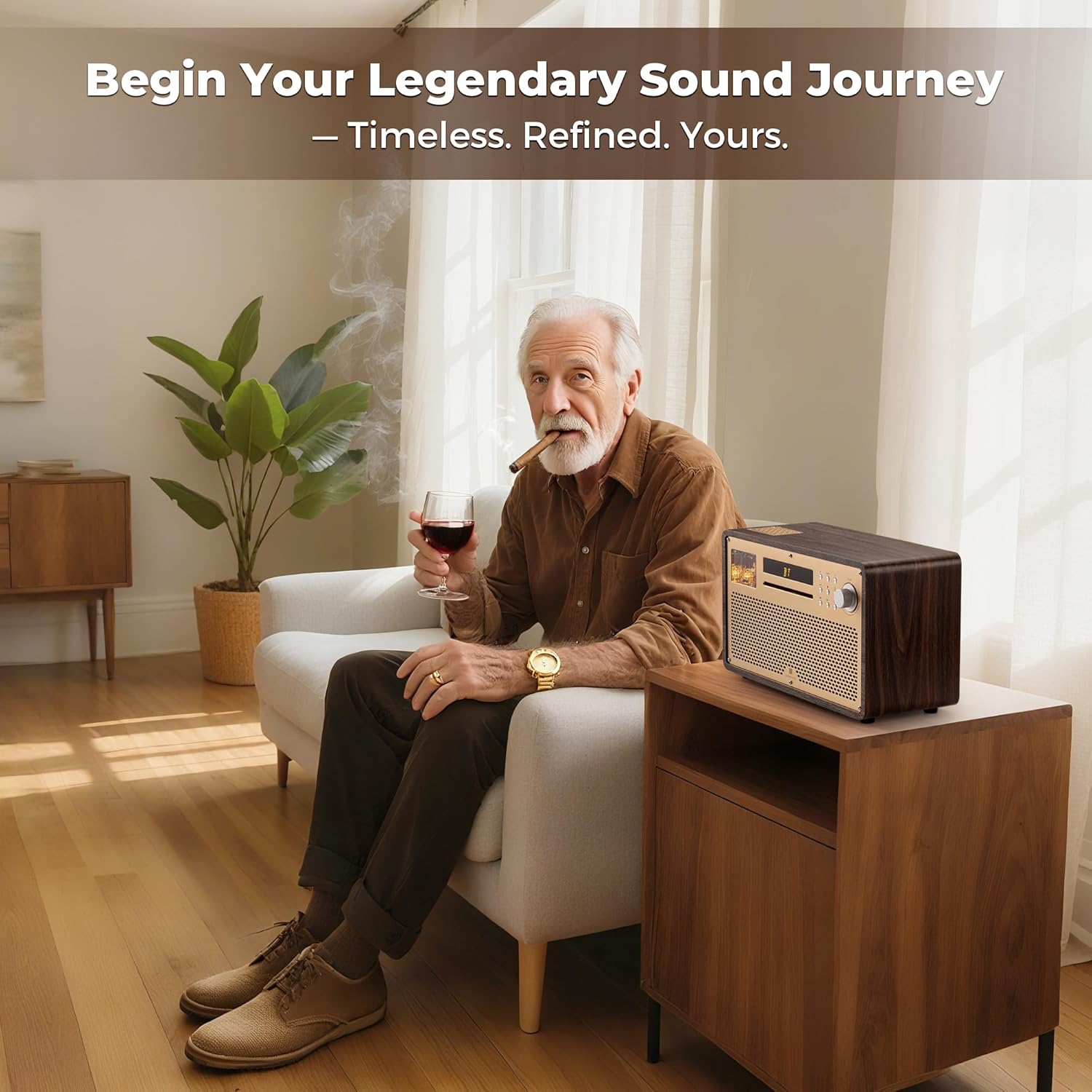 GLENCREAG VTS01 HiFi Vacuum Tube Speaker Amplifier with ECC82 Tubes CD/FM/BT/USB/RCA/Optical/Coaxial Inputs | Custom Sound Tuning & Remote Control