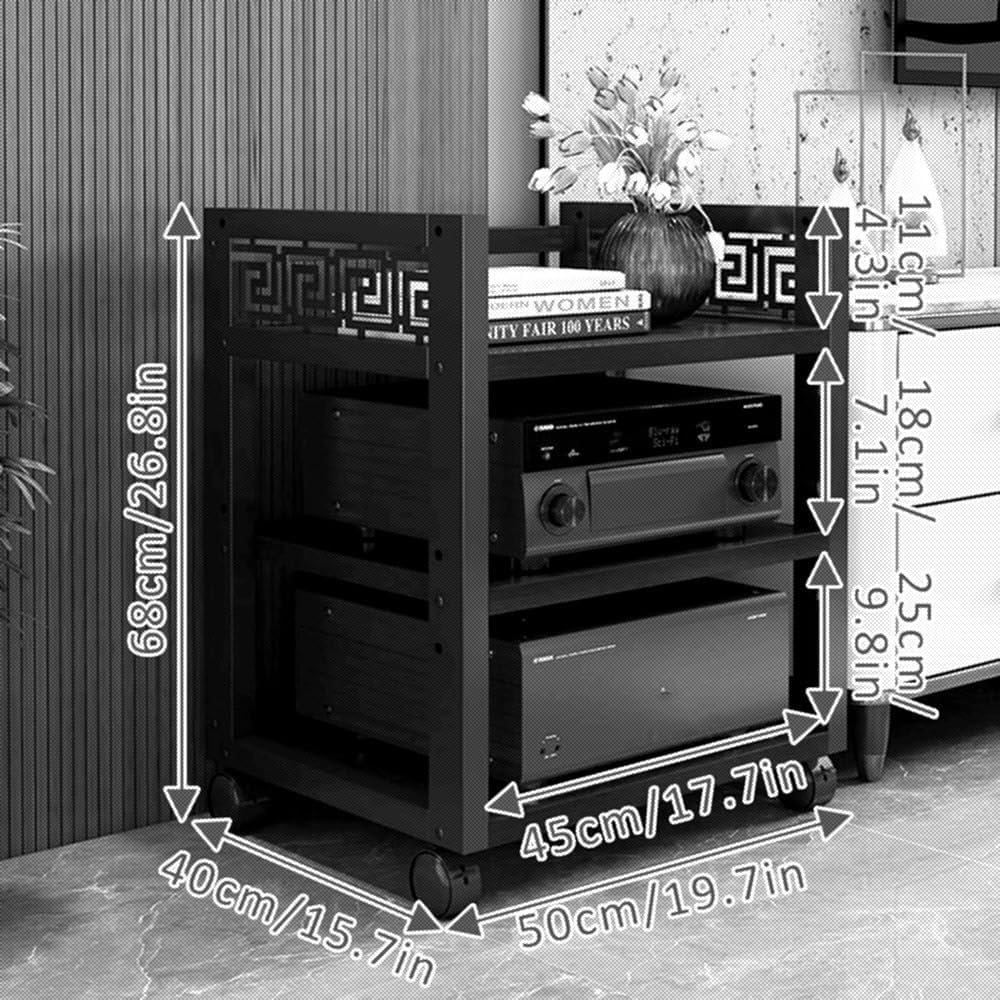 KGPGNYMYHA 3 Tier Media Stand Movable AV Cabinet Heavy Stereo Rack Modern Multi-Functional Media Center Floor-Standing Rack Audio Tower With Wooden Shelf(White)