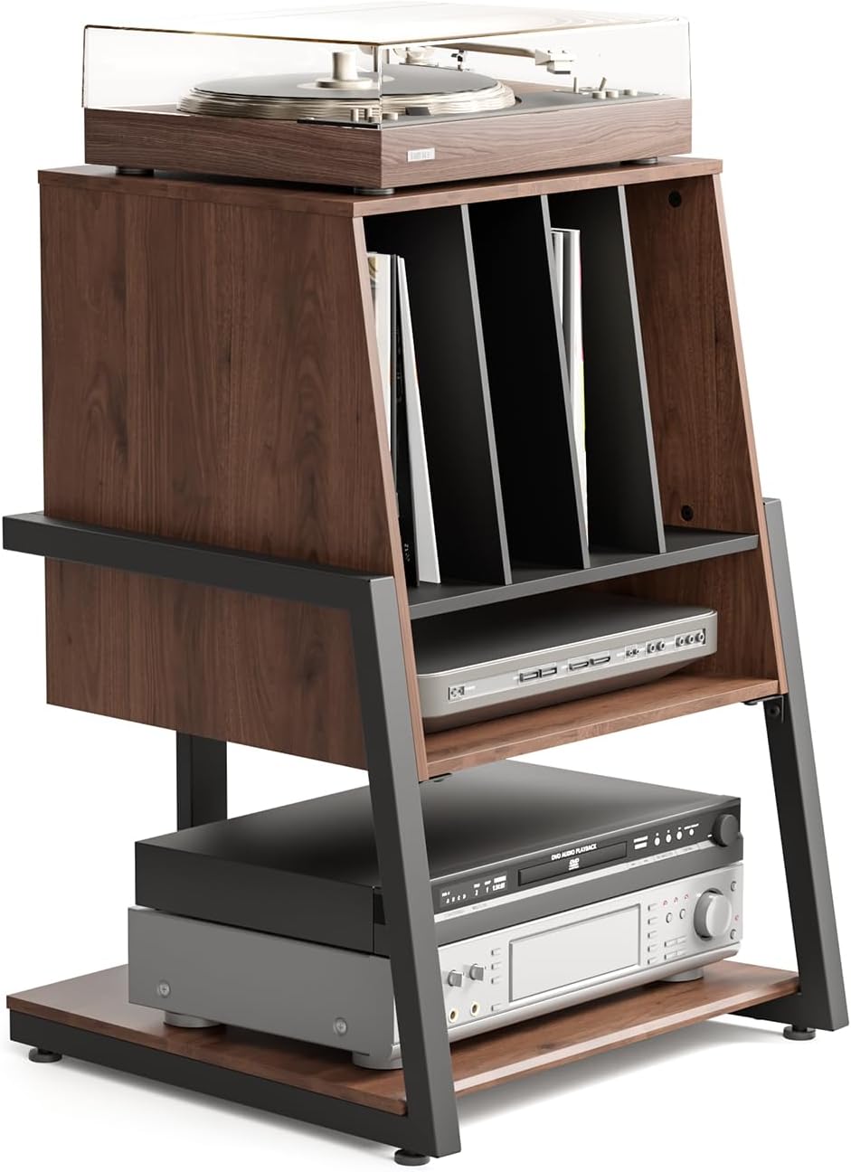 FITUEYES Design Record Player Stand with Vinyl Record Storage