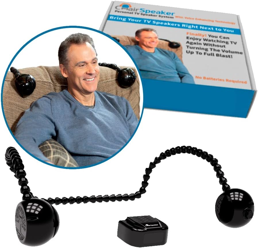 ChairSpeaker CS4 TV Sound Bar Alternative w/Voice Enhancers Delivers High Fidelity 3D Virtual Surround Sound w/Full Situational Awareness. Best Wireless TV Speakers for Audiophiles