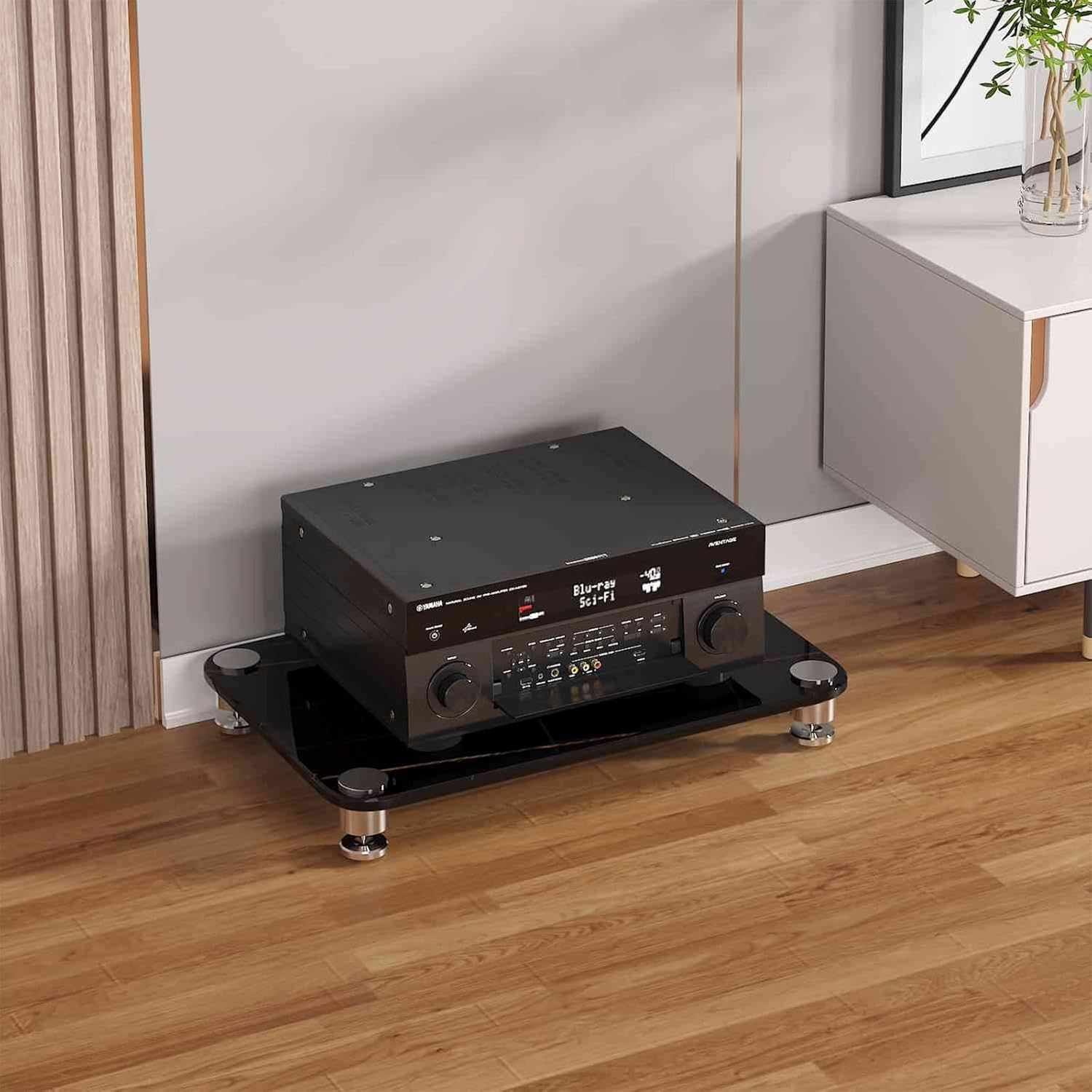 KUKIXKK 4-Tier Media Stand Corner Shelf Gaming Shelf Entertainment Stereo Components Rack