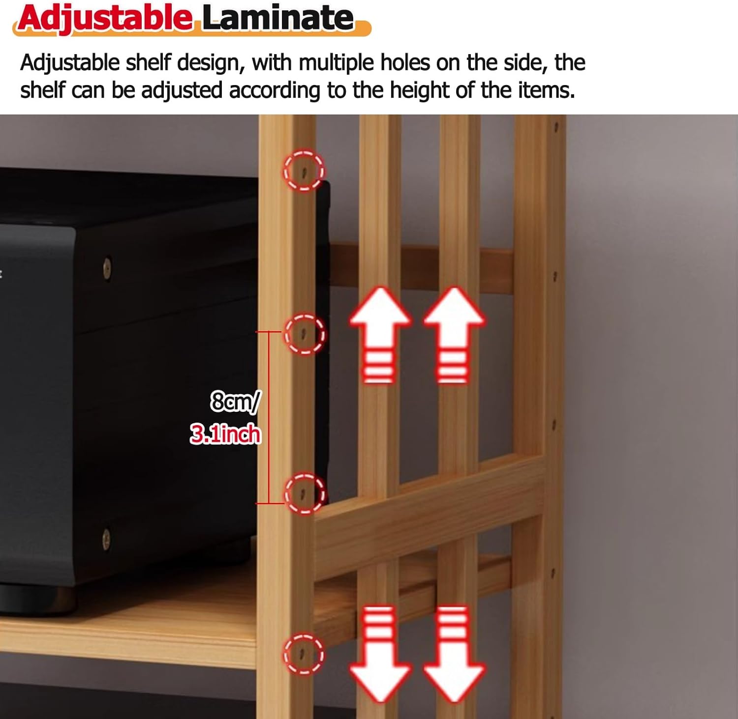 YXXSDP Mobile Bamboo Audio Rack Cabinet Stereo Component Stand on Wheels