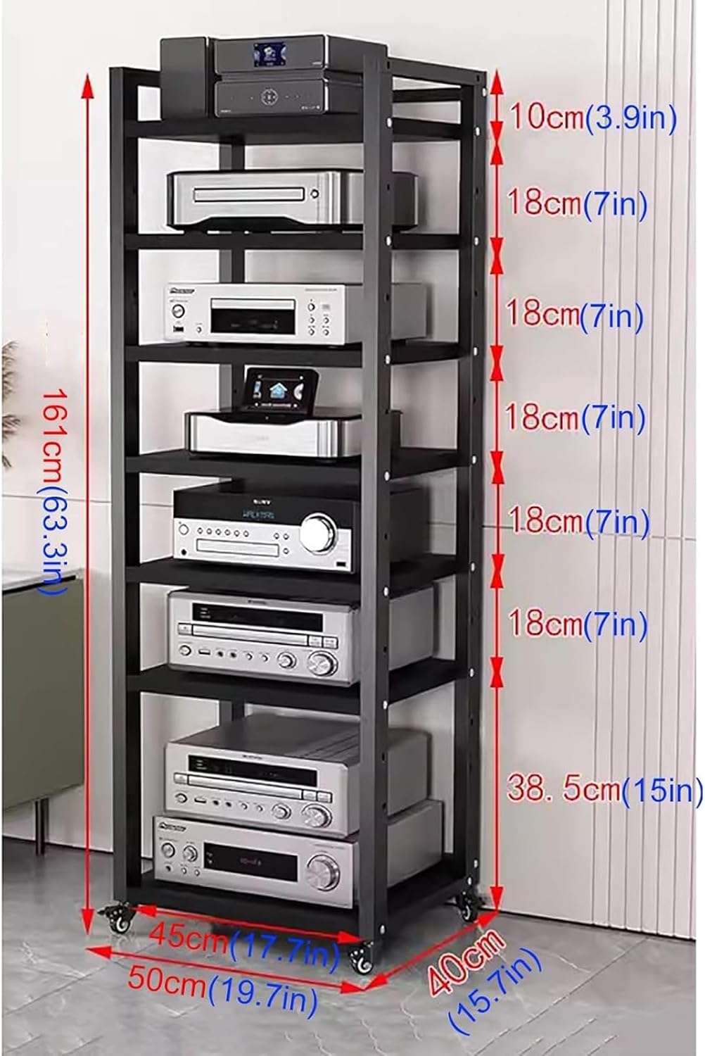 DONGYUE AV Media Stand CD Player Stand Stereo Rack HiFi Racks Corner TV Stand Audio Video Components Cabinet with Height Adjustable Wooden Shelf for Home/Office/Theater (Color : A