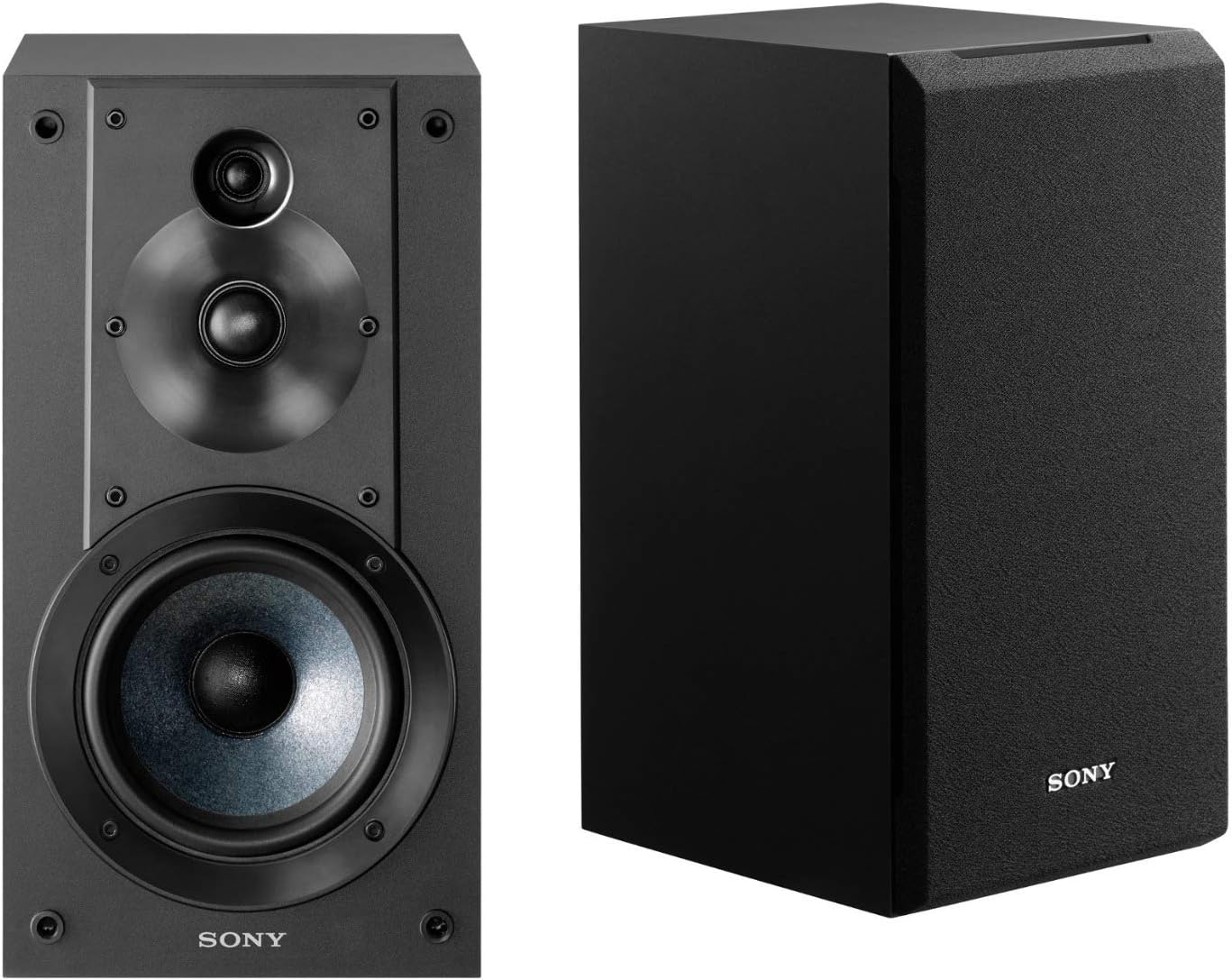 Sony SSCS5 3-Way 3-Driver Bookshelf Speaker System (Black) Bundle with Isolation Pads (2 Items)