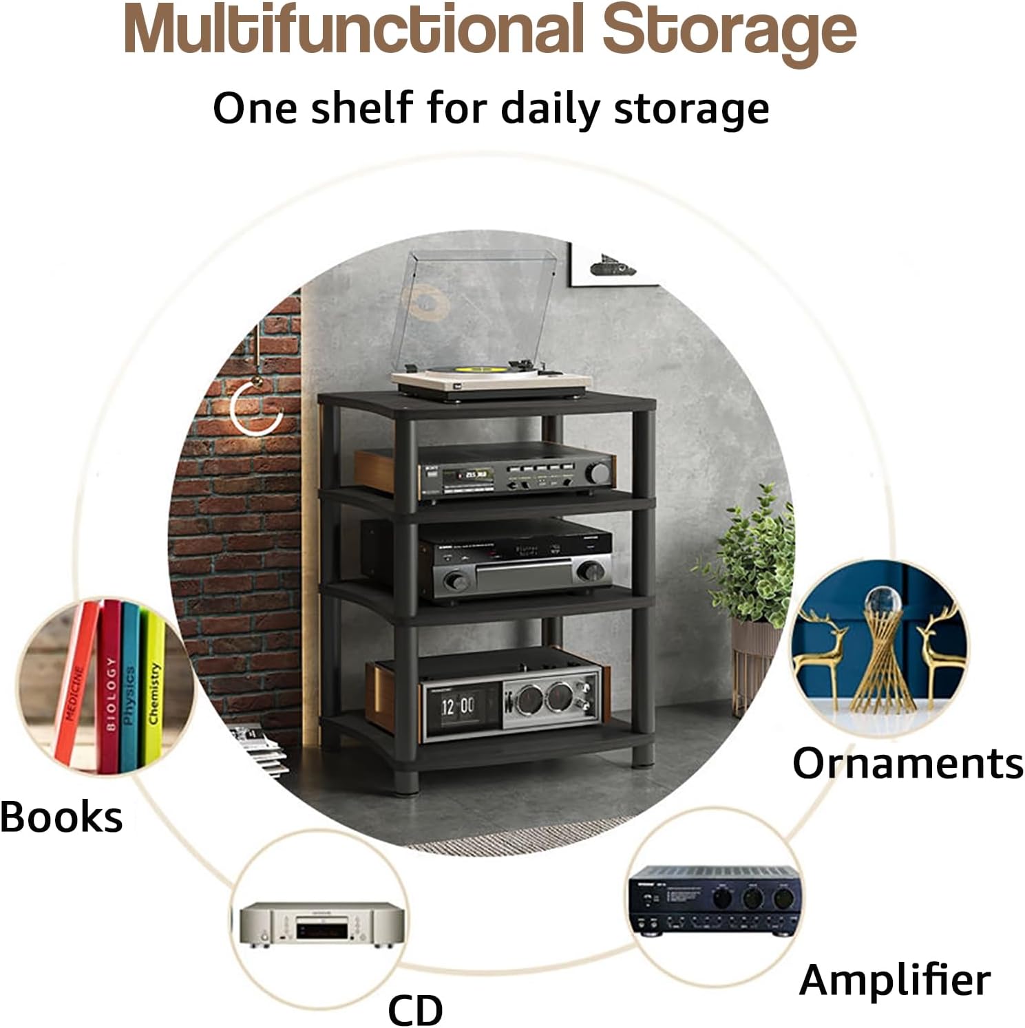 White 1-Tier Stereo Rack AV Media Stand
