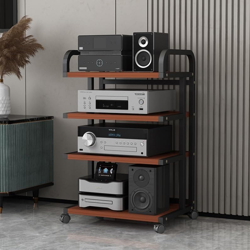 4-Tier Movable Open AV Media Stand Component Cabinet